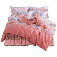 泰念Tai nian 新款全棉加厚磨毛系列--床裙四件套田园风小清新4件套家纺床上用品1.8m1.5m床