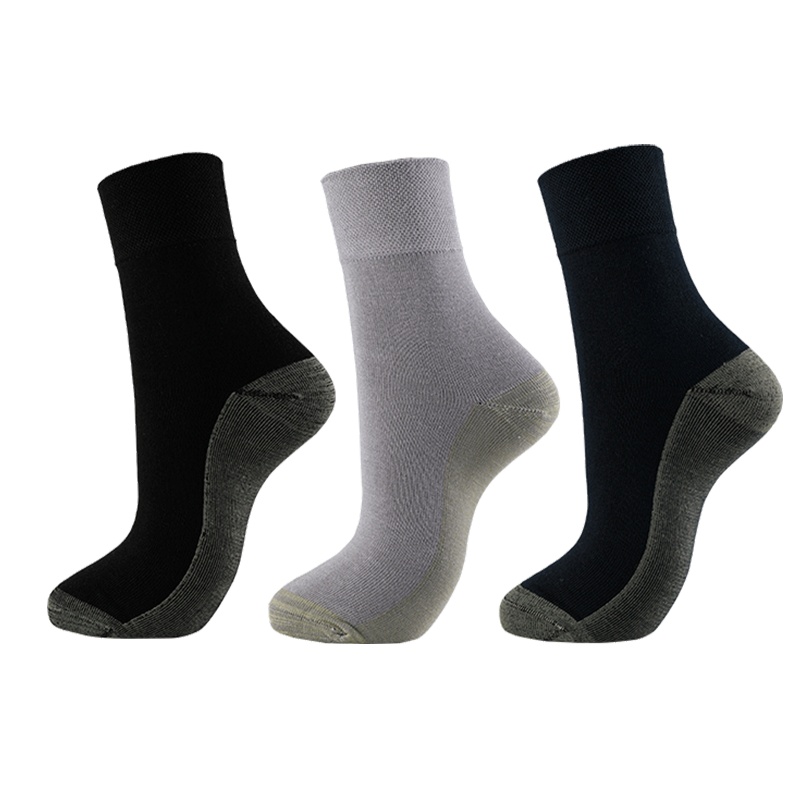 铜离子抗菌防臭袜纯色竹纤维中筒袜秋冬纯棉皮鞋绅士袜商务袜子男