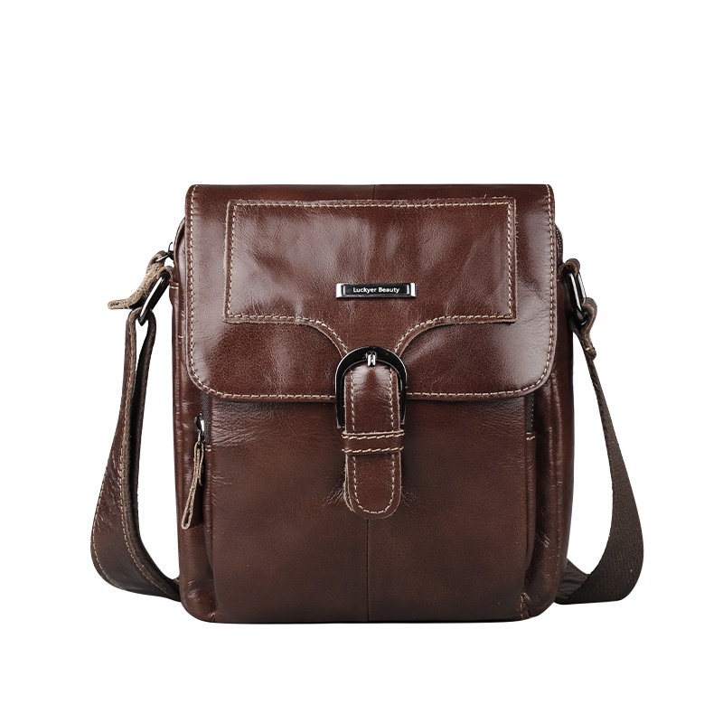 斜挎包潮牌男士休闲单肩包真皮复古邮差包小包包胸包斜挎单肩包