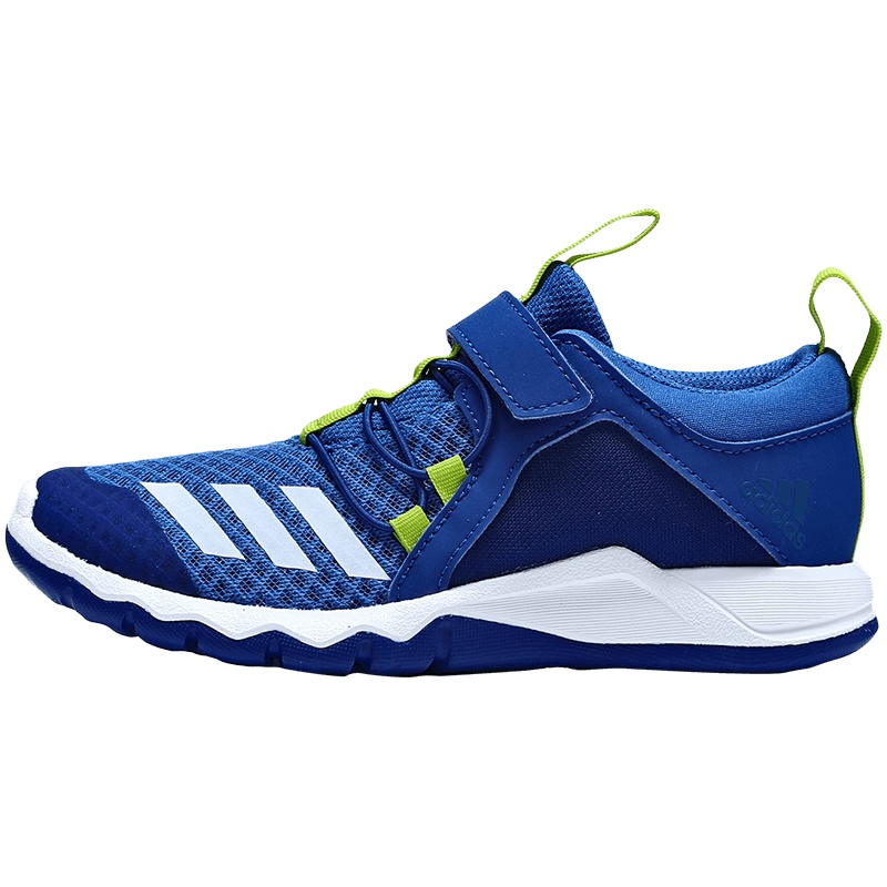 阿迪达斯童鞋男小童透气魔术贴跑步鞋儿童运动鞋 CQ0100蓝+学院蓝+半亮黄荧光