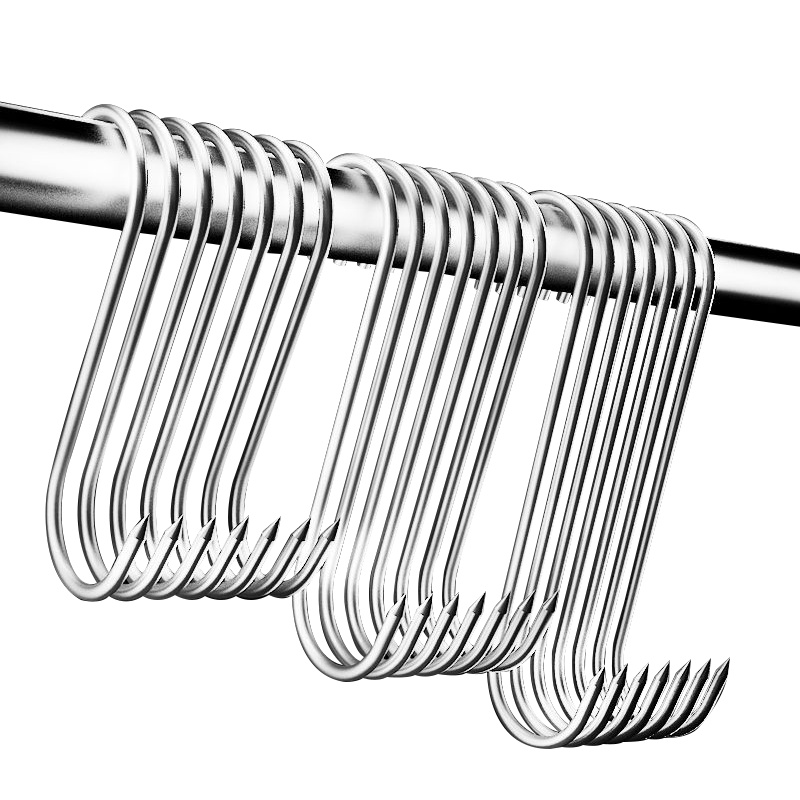 海斯迪克 gnjz-291 不锈钢尖头S型挂钩 尖钩 挂肉钩子 吊晒腌肉腊肠火腿烤鸭勾子