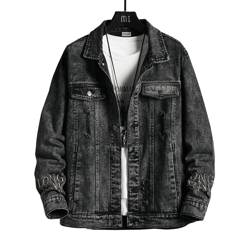 AEMAPE苹果 2020秋季男士时尚潮流刺绣牛仔夹克外套上衣