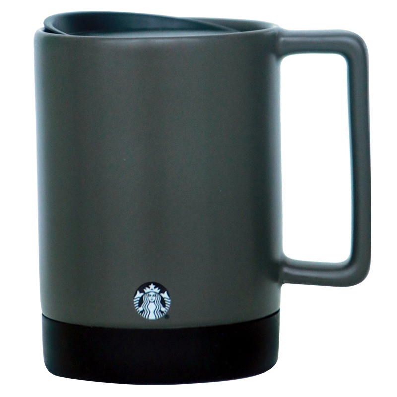 [沉稳大气款]星巴克(Starbucks)墨绿色简约陶瓷马克杯 414ml 星巴克杯子 水杯杯具 美国进口