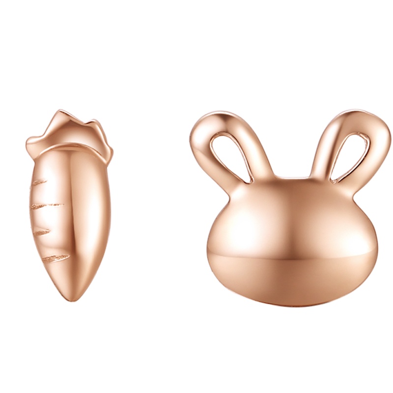 周大生18K金定价黄金兔子胡萝卜耳饰彩金耳钉 时尚小清新送女友官方正品饰品 女士珠宝首饰