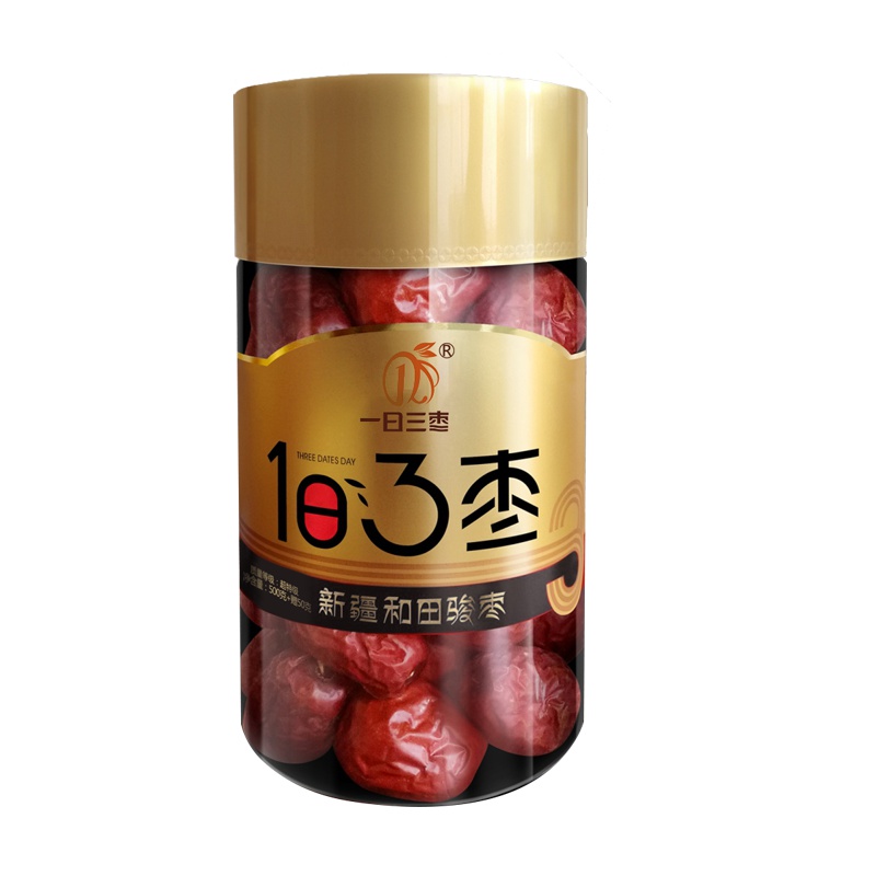 一日三枣 新疆特产和田骏枣 500g/罐 超特级大红枣 免洗即食枣休闲零食