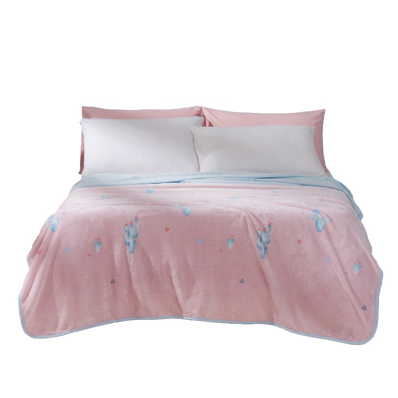 罗莱家纺床上用品夏季空调毯子Q1416绿洲物语法兰绒毯