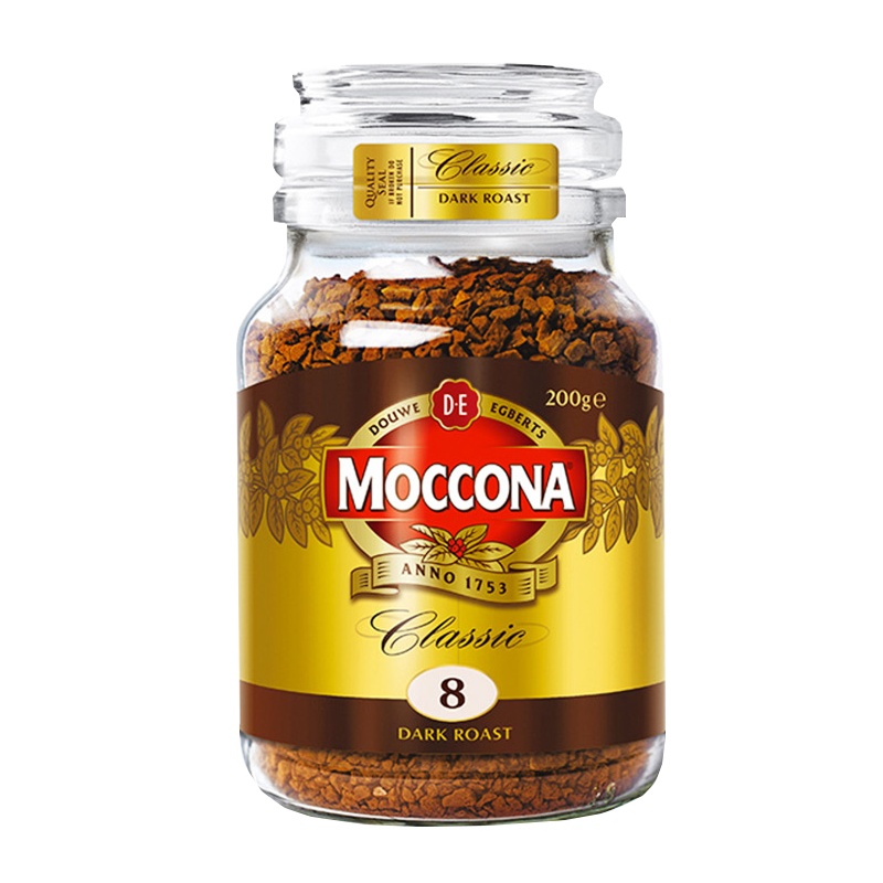 荷兰进口摩可纳黑咖啡8号深度烘焙冻干咖啡粉200g瓶装