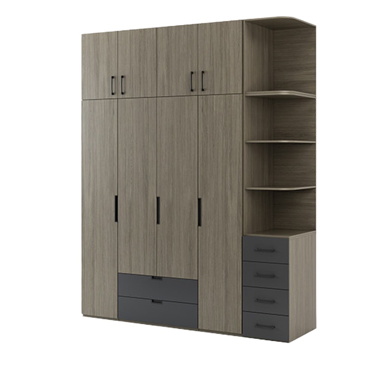 鑫金虎 北欧衣柜现代简约四门组装家用卧室经济型移门滑门组合衣橱