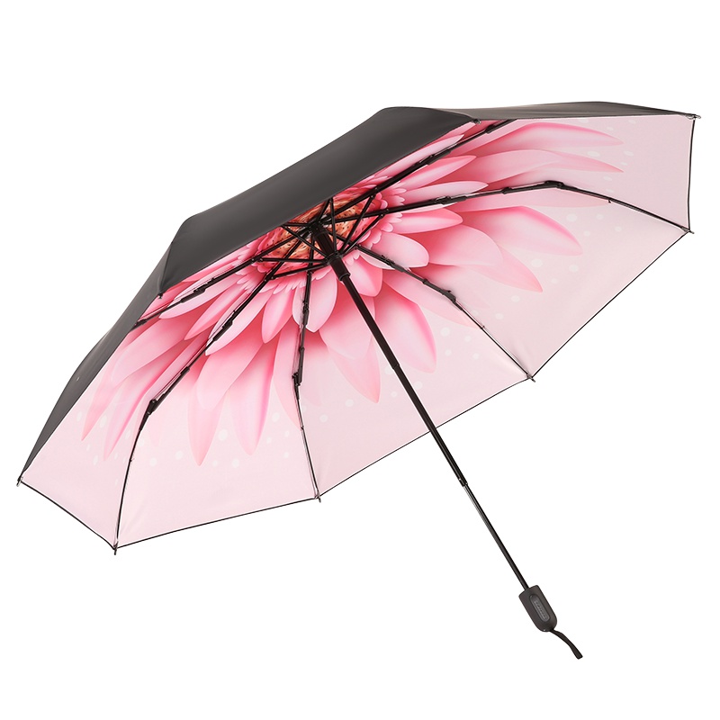 天堂伞 全遮光黑胶三折小黑伞遮阳伞太阳伞晴雨伞 658ELCJ1283