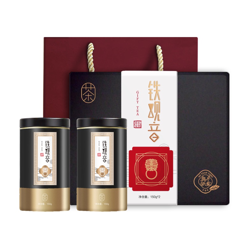 奥源堂 铁观音礼盒装 乌龙生态茶 安溪铁观音 原产地茶园直供 150g/罐*2罐