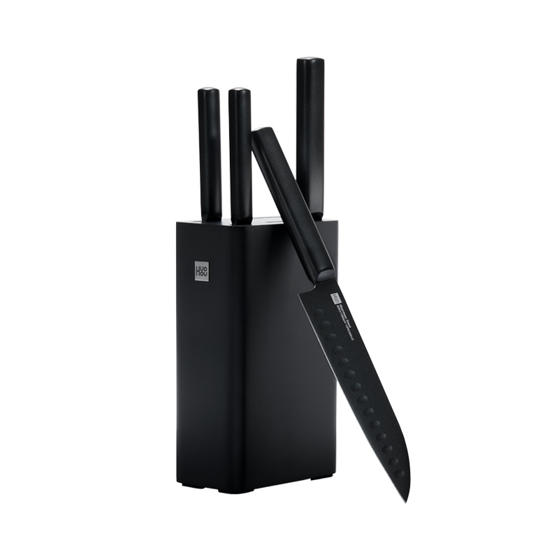 火候酷黑不粘钢刀五件套装具厨房家用全套厨房刀具菜切片水果钼钒钢不锈钢黑刀小米有品热卖款