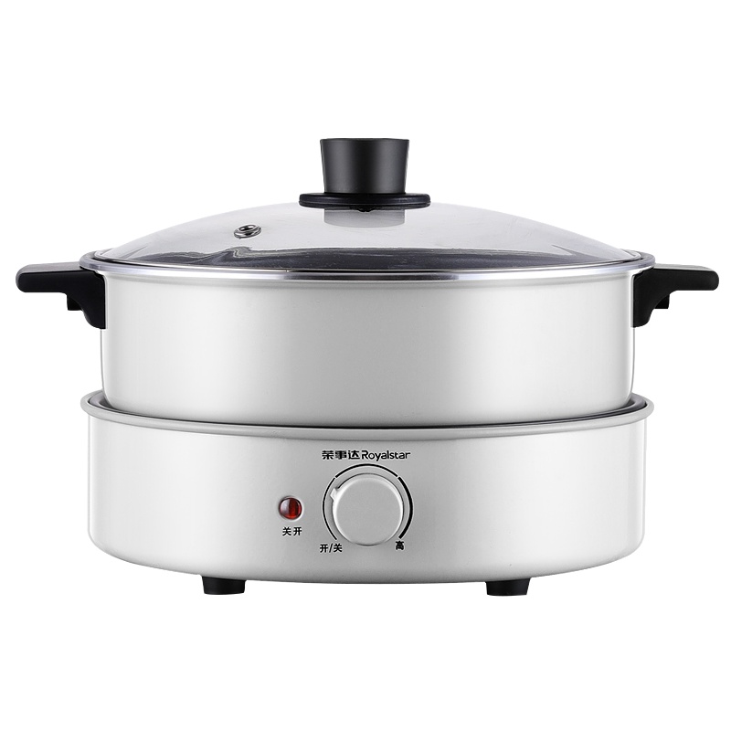 荣事达电火锅国潮火锅多功能锅电煎烤锅家用电火锅电煮锅多用途锅 电炒锅5升大容量RHG-B40X2(珍珠白)