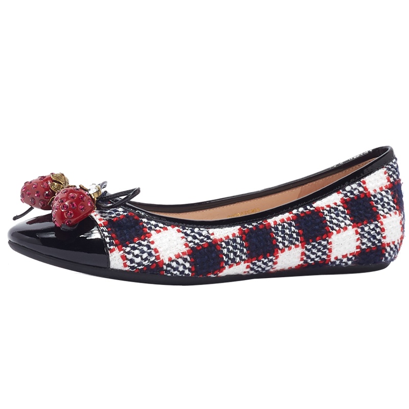 St&Sat/星期六尖头格子拼色休闲低跟仙单鞋女SS03111203