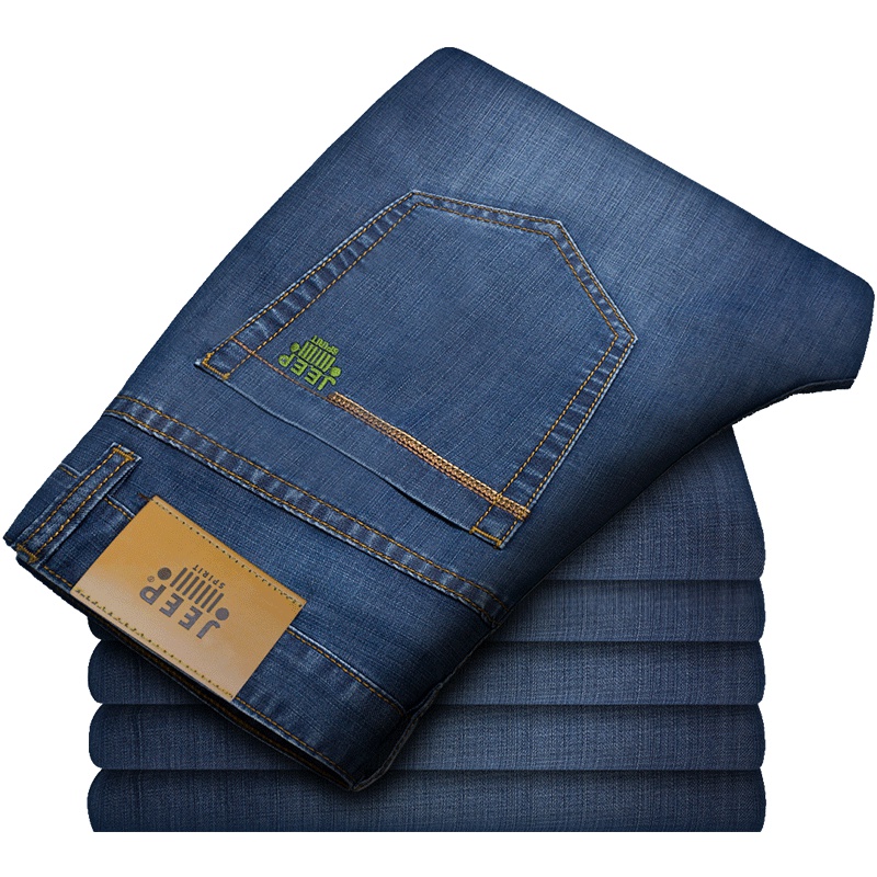 jeep吉普正品牛仔裤男士潮牌百搭春夏款薄款修身小脚弹力休闲裤子男韩版潮流四季百搭商务直筒裤