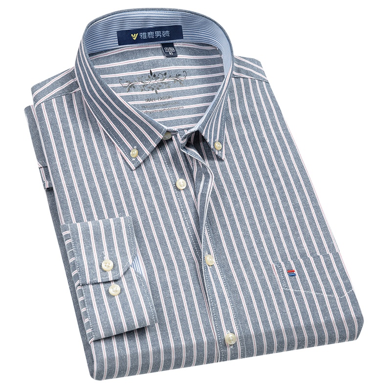 雅鹿男装长袖衬衫男韩版潮流商务休闲春秋款港风百搭帅气衬衣秋装A11140619