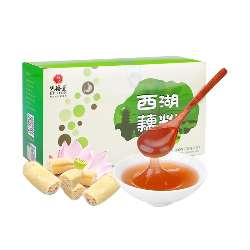 艺福堂 无添加蔗糖纯藕粉 手工西湖莲藕粉 杭州特产速溶代餐粉便携早餐300g