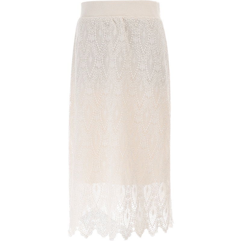 欧昵雪夏季气质高腰显瘦蕾丝半身裙女遮胯镂空包臀一步裙