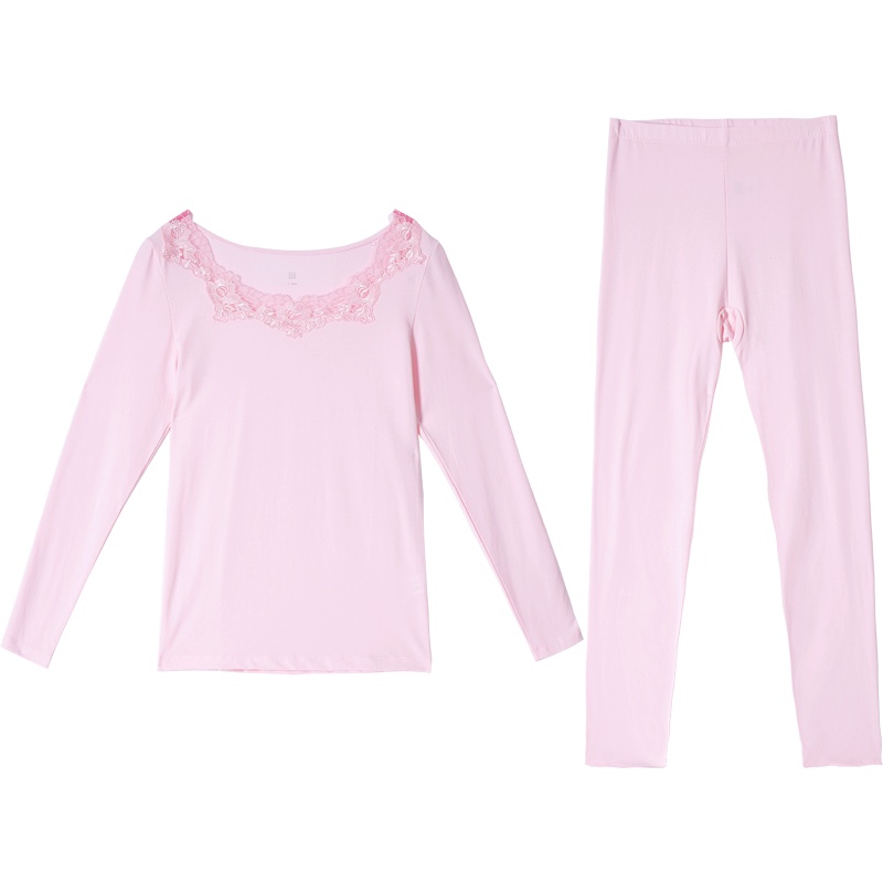 爱帝女士秋衣秋裤套装基础薄款打底内衣莫代尔圆领保暖内衣本命年红