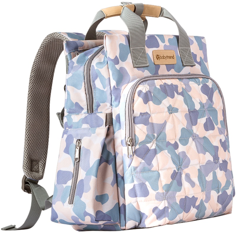 美国BABY TREND妈咪包2019年新款多功能大容量双肩包迷彩色轻便织布材质背包 可用婴儿推车母女包 重1KG