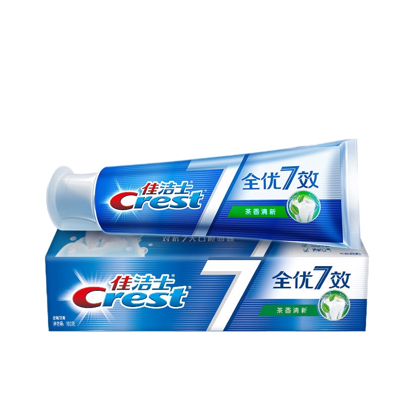 佳洁士 7785 全优7效强健牙釉质 茶香深洁牙膏180g(新老包装随机发货)