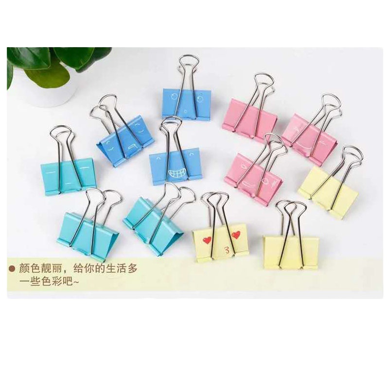 得力(deli) 8552 彩色长尾夹 大号小号文件夹子 燕尾夹 铁票夹 办公用品 41mm 24/盒