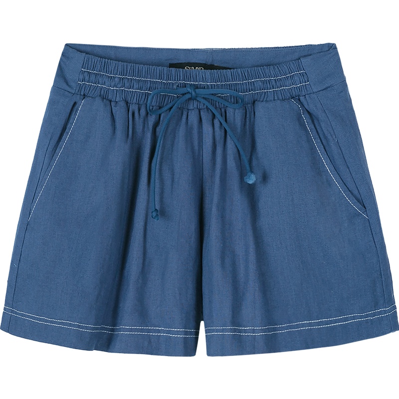 【满198减100预估价：30】森马夏季新款休闲短裤女时尚搭配潮流直筒裤亚麻纯色短裤高腰