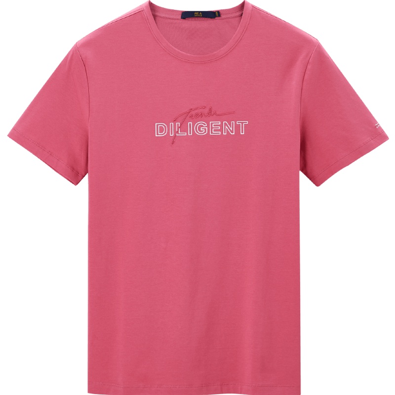 HLA海澜之家圆领短袖T恤2019夏季舒适休闲印花短t男HNTBJ2R163A