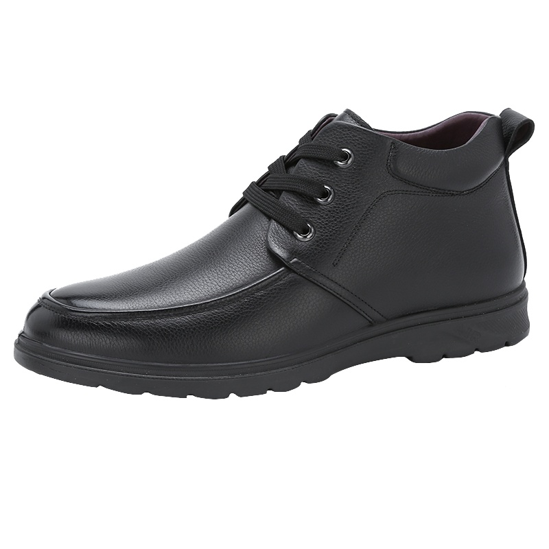 木林森男鞋秋冬新款头层牛皮商务休闲皮鞋男士真皮英伦高帮马丁靴