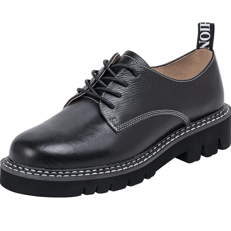 百田森春季新款马丁鞋百搭真皮系带英伦风小皮鞋软妹单鞋女