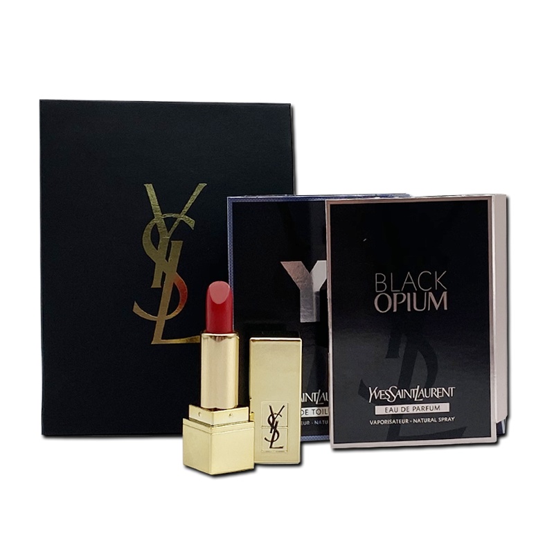 圣罗兰(YSL)迷你纯口红套装（圣罗兰纯口红1 1.3g +黑色奥飘茗女士香水1.2ml+先锋男士香水1.2ml）