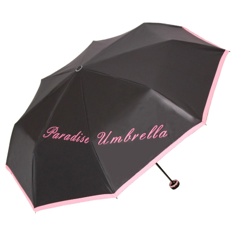 天堂伞 UPF50+双层防晒不沾水（银内）三折加固小黑伞晴雨伞太阳伞 亮红边 30048