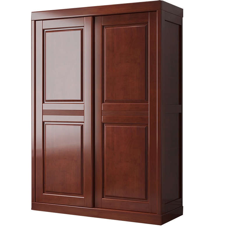 质凡现代简约中式油漆实木衣柜推拉门卧室家用滑移门柜