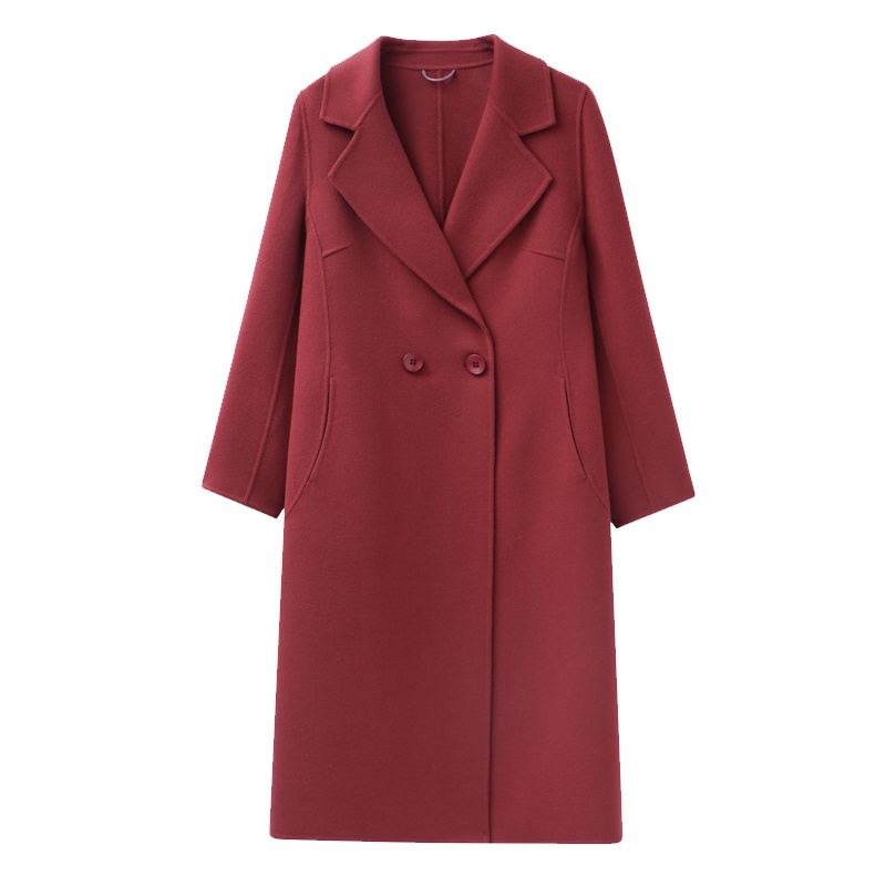 恒源祥女士毛呢大衣秋冬款双面中长款羊毛大衣女