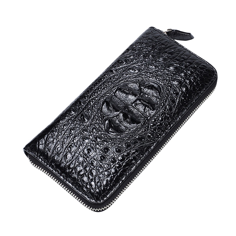 【顺丰配送】新款时尚泰国真鳄鱼皮钱包商务长款钱包男拉链男士手拿包真皮钱包PB180682-1