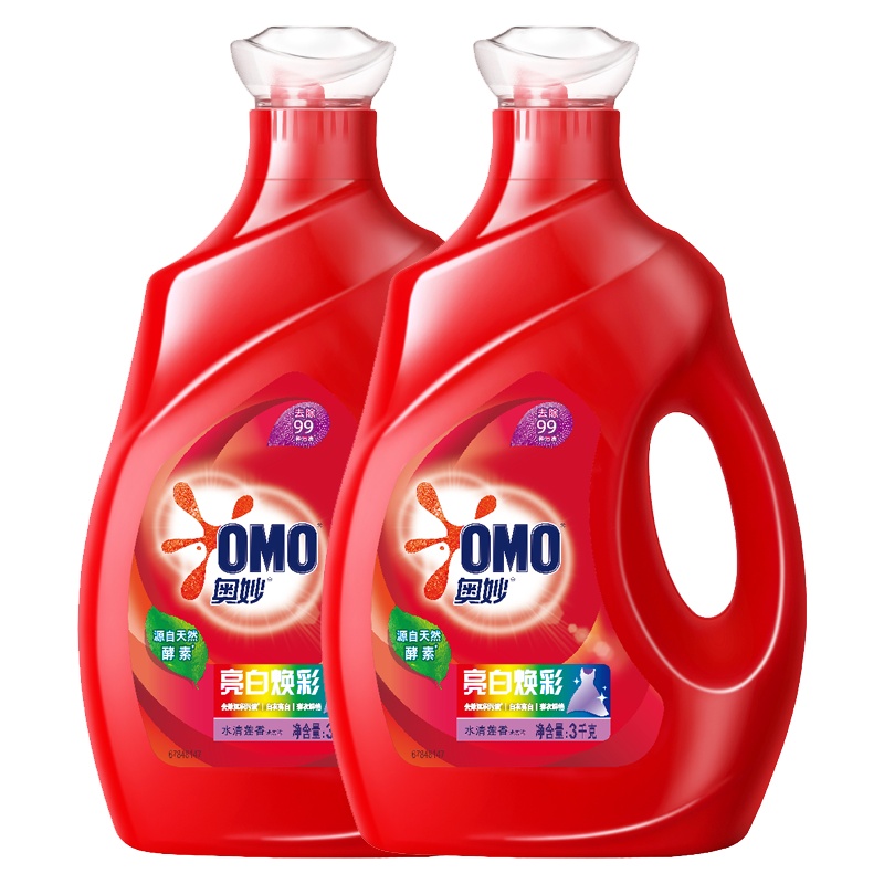 [12斤组合装]奥妙(OMO)亮白焕彩洗衣液3kg*2 净白护色[联合利华]