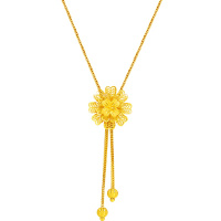 金一 足金999花朵流苏精品女士黄金项链新款套链礼物送女友送妈妈(计价) ABC012