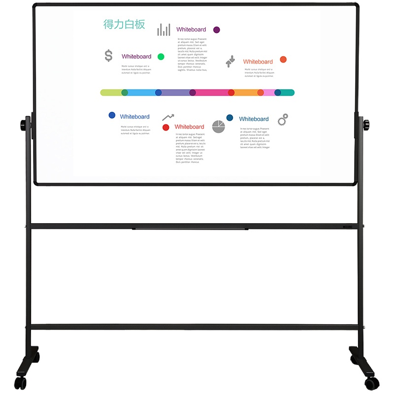得力 7882 支架式双面大白板移动型会议教学磁性写字板 90*120