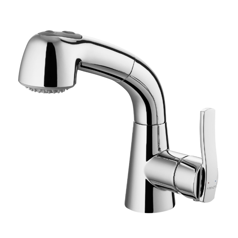 法恩莎卫浴水龙头卫生间抽拉冷热单孔洗手盆洗面盆浴室柜家用FE06016CP龙头