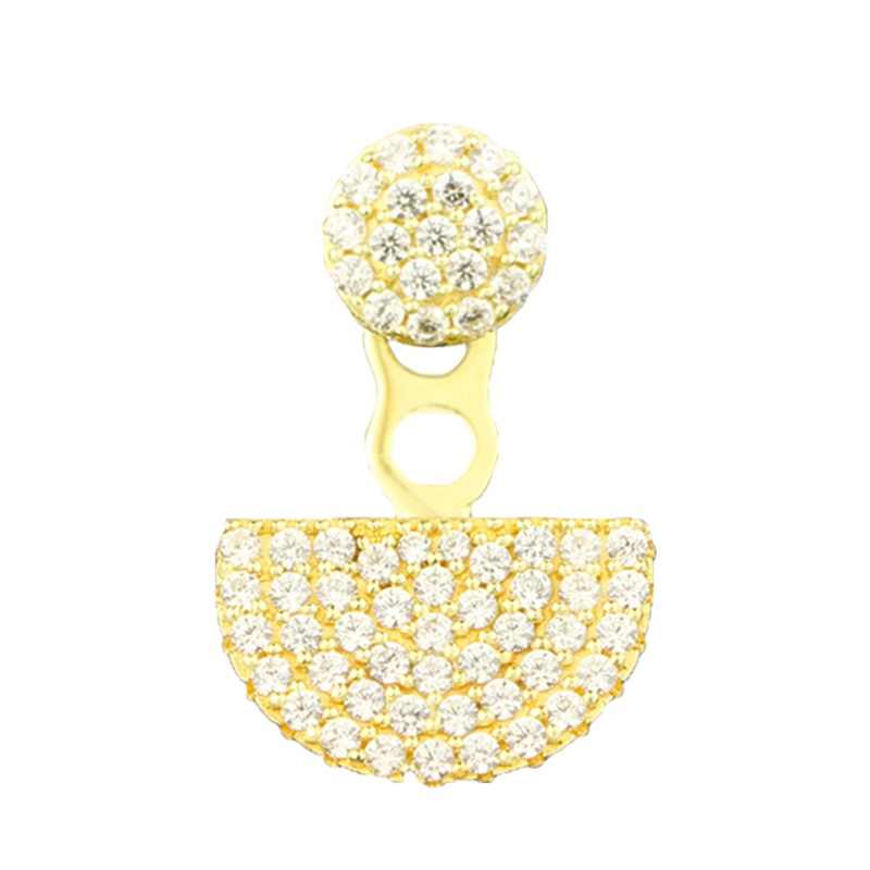 apm MONACO单只半圆耳钉925银耳饰气质穿孔镶晶钻耳环女士百搭耳坠首饰