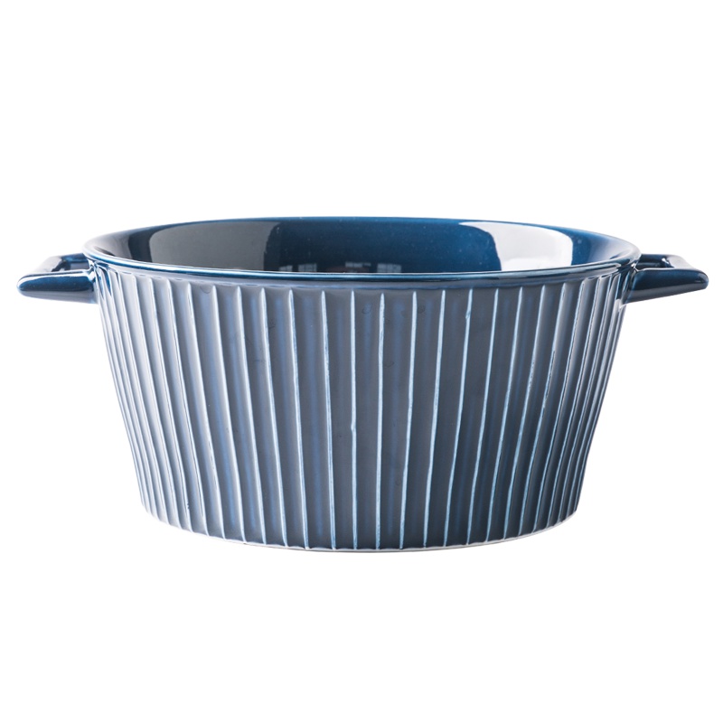 亿嘉IJARL 北欧创意简约家用碗碟盘陶瓷餐具套装 赫本8.5寸双耳碗蓝色