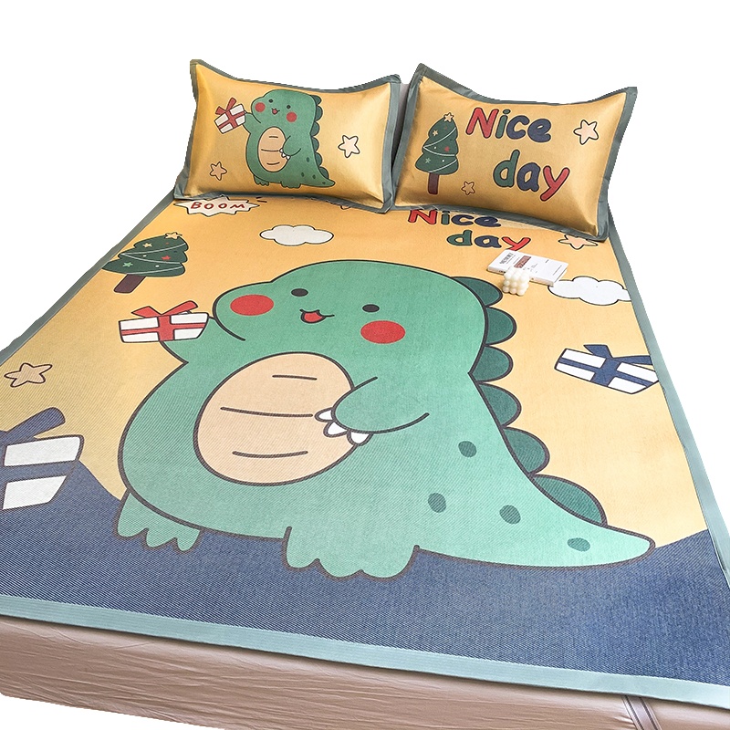 南极人(NanJiren)家纺 夏季凉席三件套空调软席1.5米可水洗可折叠1.8m床冰丝席卡通