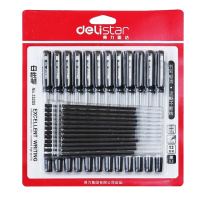得力33205半针管黑色中性笔12支/卡 0.5mm 水笔签字笔套装(12支笔芯)5盒装(单位:件)