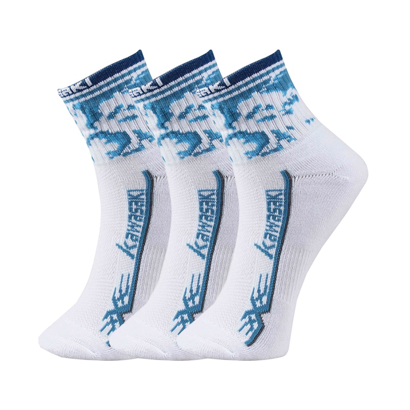 Kawasaki/川崎羽毛球运动袜子健身跑步篮球加厚毛巾底中袜透气 3双装