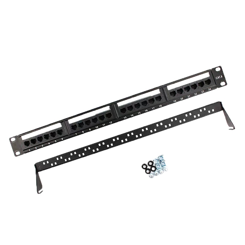 XINERKL 网络配线架24囗CAT5E超五类(RJ45水晶头连接口)1U机架式网线配线架