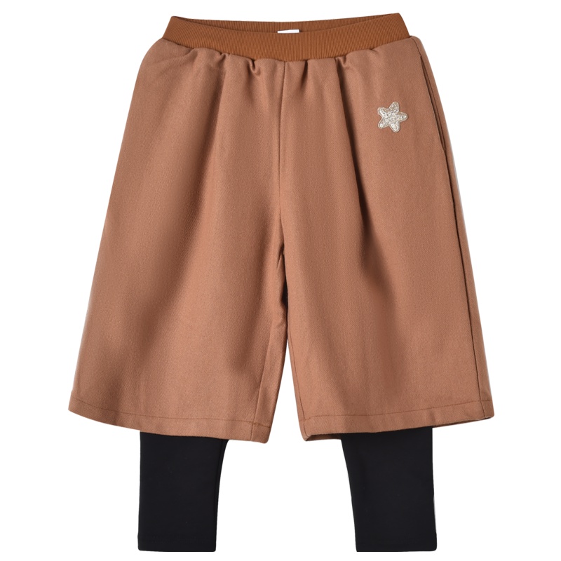 铅笔俱乐部童装2019冬季新款女童保暖假两件长裤中大童加绒裤