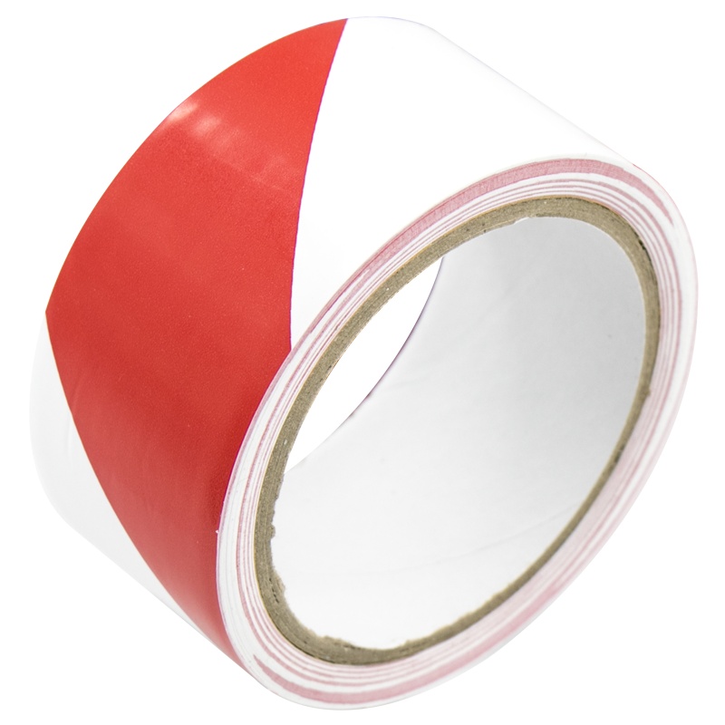 海斯迪克 HKJD-004 车间划线安全标识胶带 PVC警示胶带 地标线斑马线胶带4.8*16 红白双色警示胶带