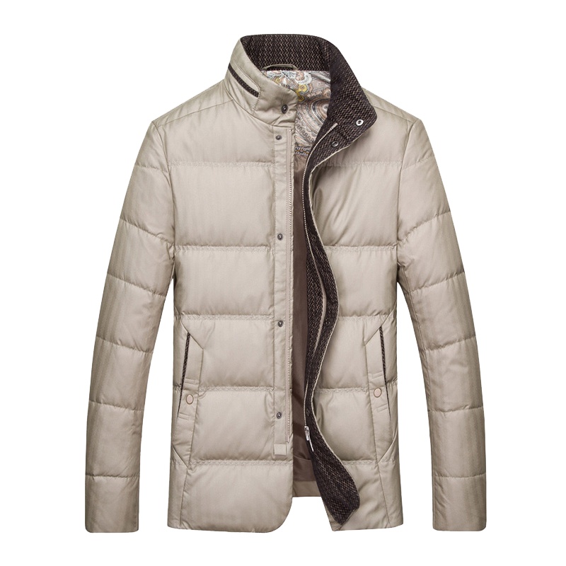 花花公子男士秋冬季短款时尚休闲商务立领羽绒服