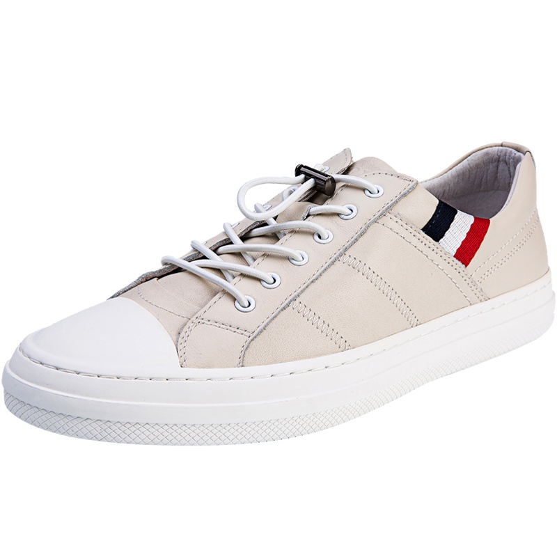 男士春季白色板鞋韩版潮流真皮鞋男休闲鞋透气平底鞋子百搭小白鞋