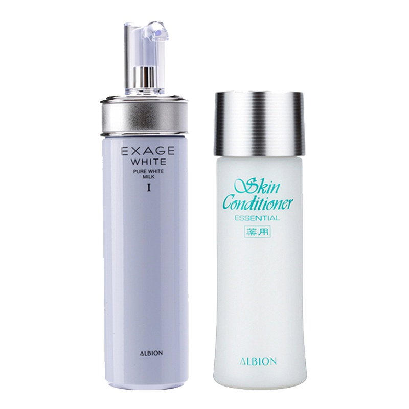 奥尔滨(Albion)/奥碧虹清新焕白渗透乳液(清爽型) 200g +爽肤精萃液健康水 110ml 水乳两件套 苏宁自营