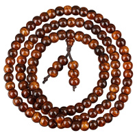 [梵心阁]108颗黄花梨佛珠手串 沧桑 老料念珠 虎皮纹黄花梨佛公项链桶珠 男女款手链 古色古香款